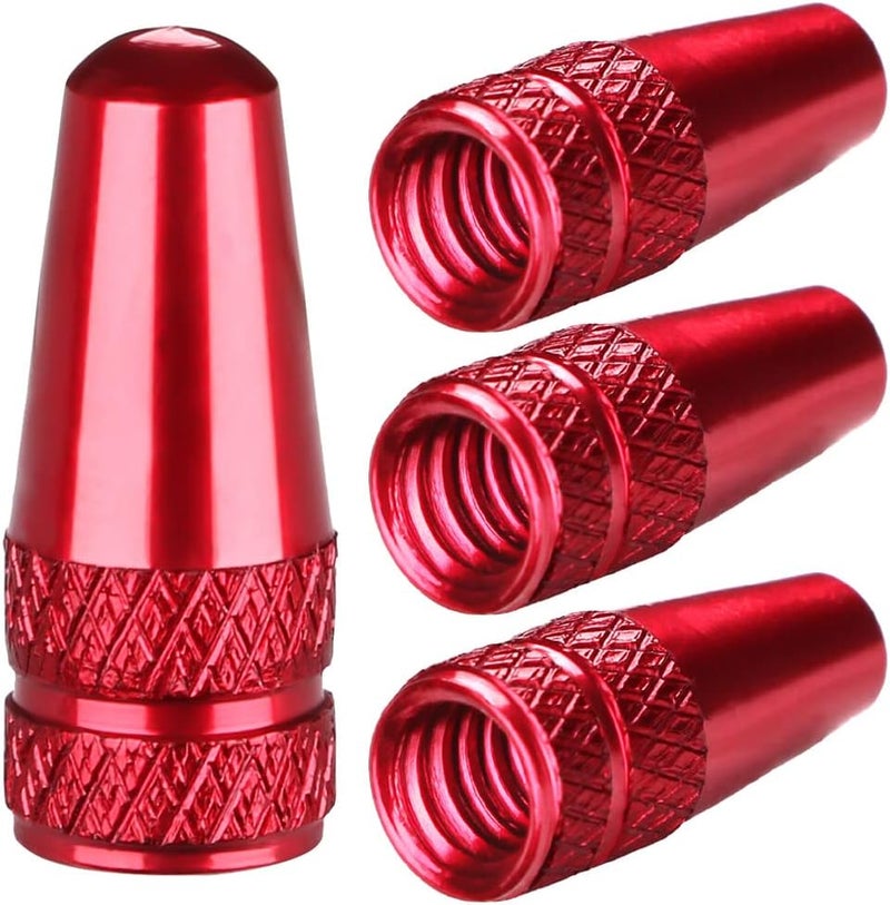 TPMSCENTER Aluminum Presta Valve Stem Caps – Red Tire Air Dust Covers for Bike (4 Pack) – Fit French Valves on Road, MTB, Hybrid, Racing, Fitness, Folding & Fat Bikes - Image 1
